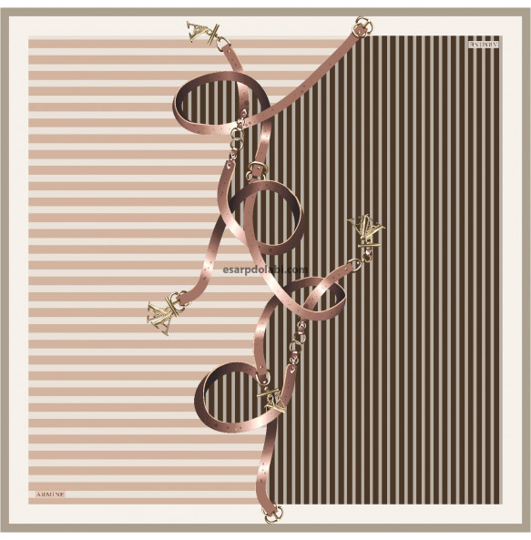 Armine İpek Eşarp 8529D-32 sura ipek çift yönlü kahve yavruağzı eşarp